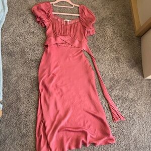 miami Mauve Pink Puff-Sleeve Midi Dress